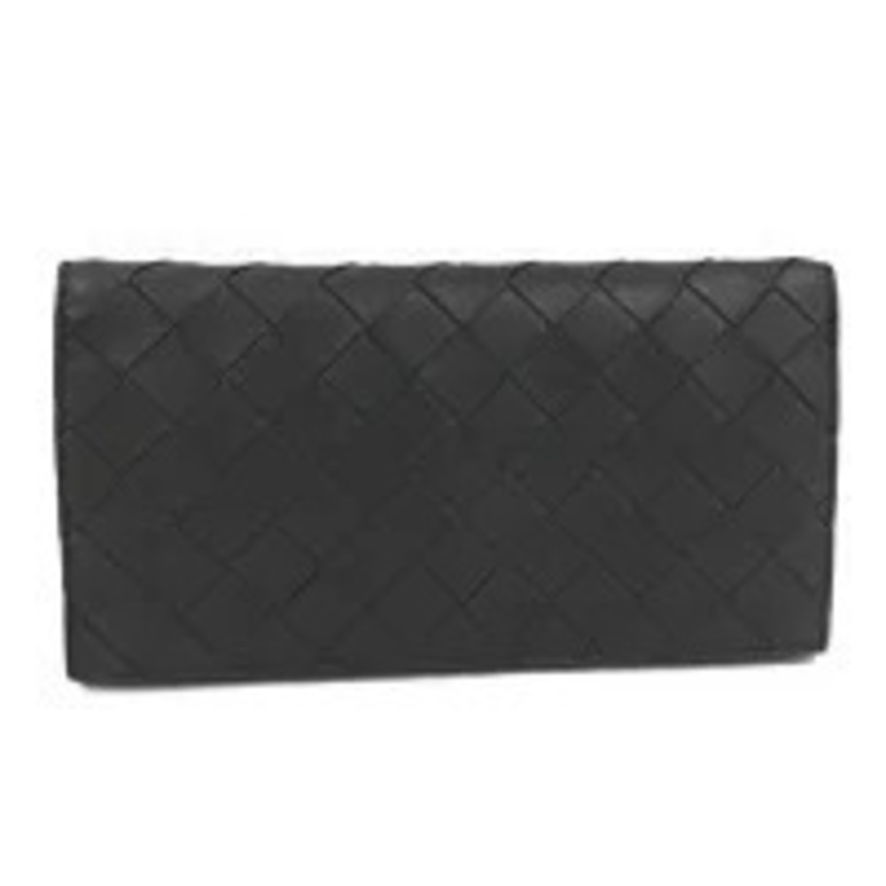 BOTTEGA VENETA Bi fold Long Wallet Intrecciato Leather Bi Black Red